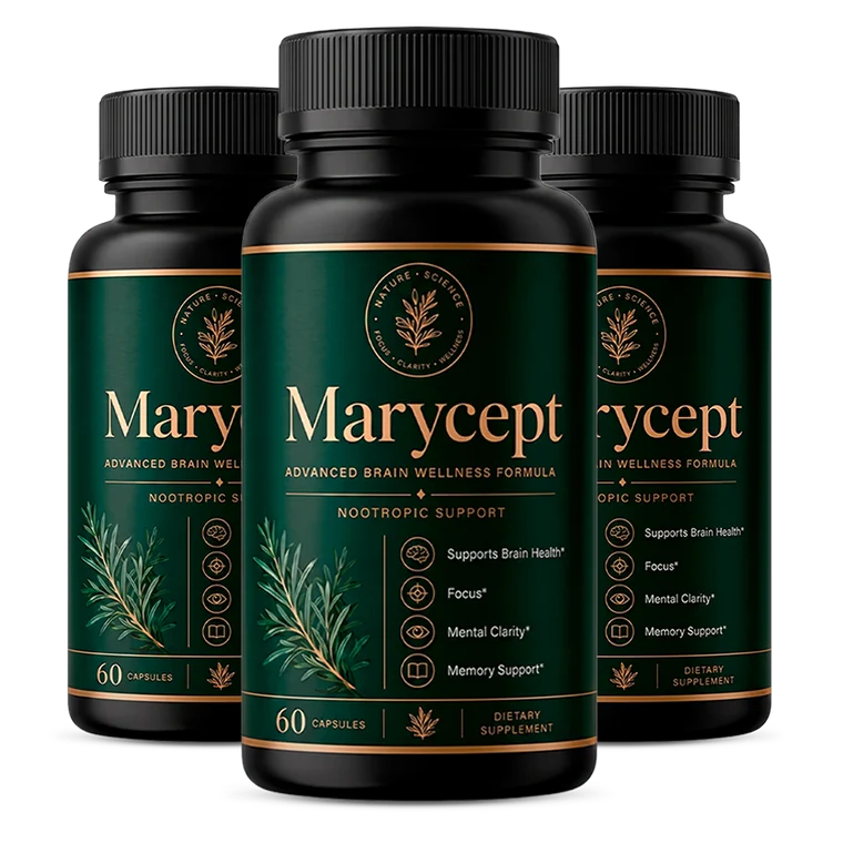 Three bottles of Marycept advanced brain wellness formula