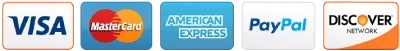 Visa, Mastercard, American Express and Discover accepted